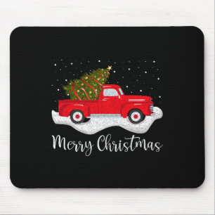 Vintage Wagon Weihnachtsbaum auf Auto Xmas rot Las Mousepad