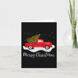 Vintage Wagon Weihnachtsbaum auf Auto Xmas rot LKW Karte