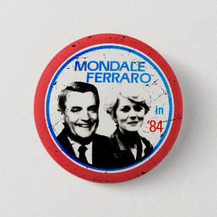 Vintage Wahl von Walter Mondale Geraldine Ferrero Button