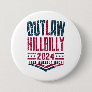 Vintage-Wahlen Außerhalb Law Hillbilly US-Flagge Button