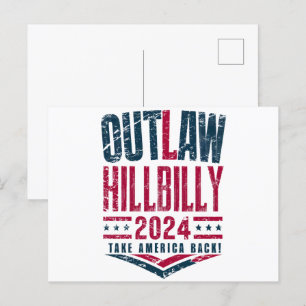 Vintage-Wahlen Außerhalb Law Hillbilly US-Flagge Postkarte