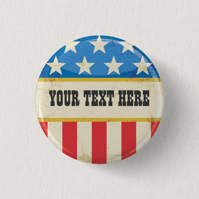 Vintage-Wahlkampf-USA-Flagge-Button Button (Vorderseite)