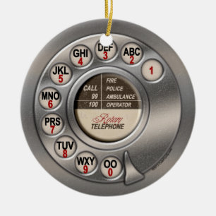 Vintage Wählscheibentelefon Keramik Ornament