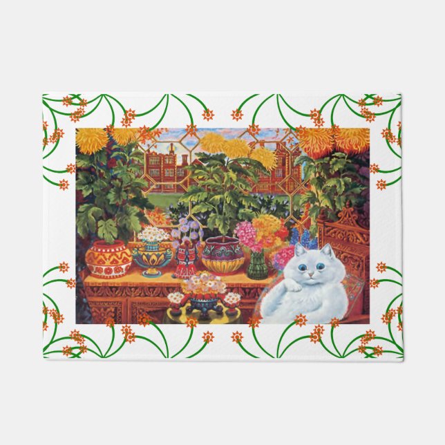 Vintage Wain Botaniker-Katze Fußmatte (Vorderseite)