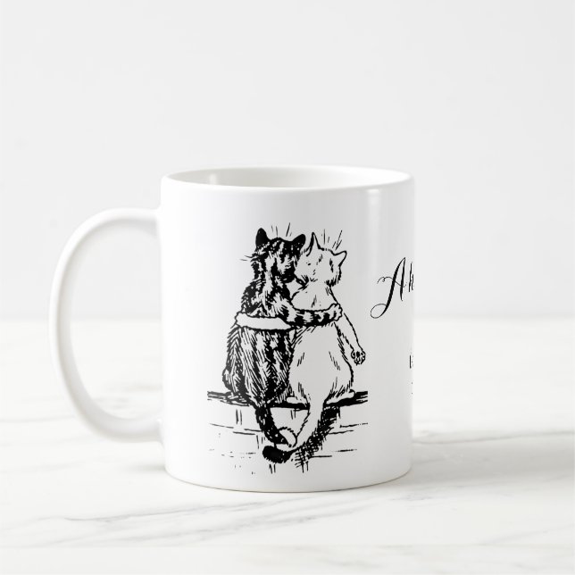 Vintage Wain Katzen-Zuhause-Kunst Kaffeetasse (Links)