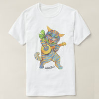 Vintage Wain Tabby-Katze, die Banjo-Musik spielt