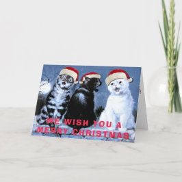 Vintage Wain Weihnachtssankt-Katzen-Chor-Kunst Feiertagskarte