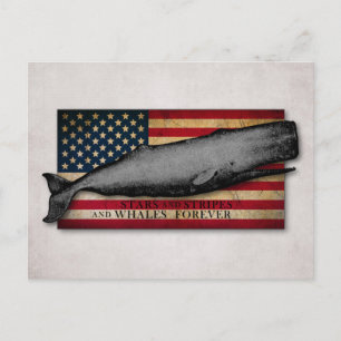 Vintage Wal und US-Flagge Wale für immer Patriotis Postkarte