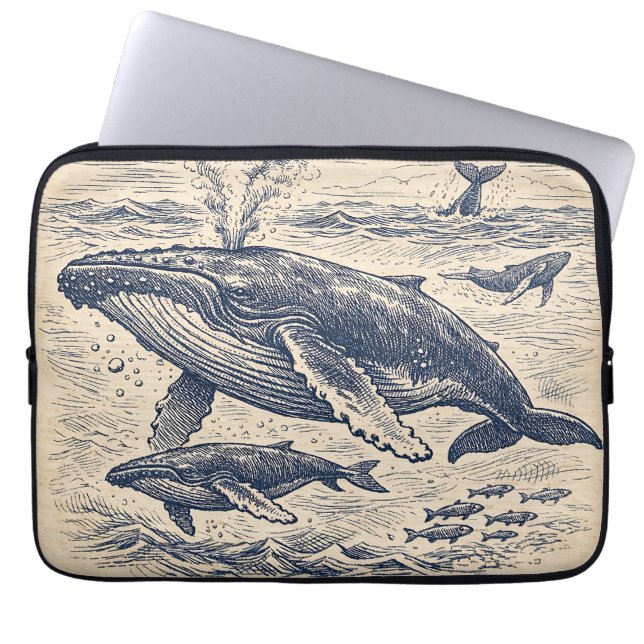 Vintage-Walbuck-Pod-Gravur Laptopschutzhülle (Vorderseite)