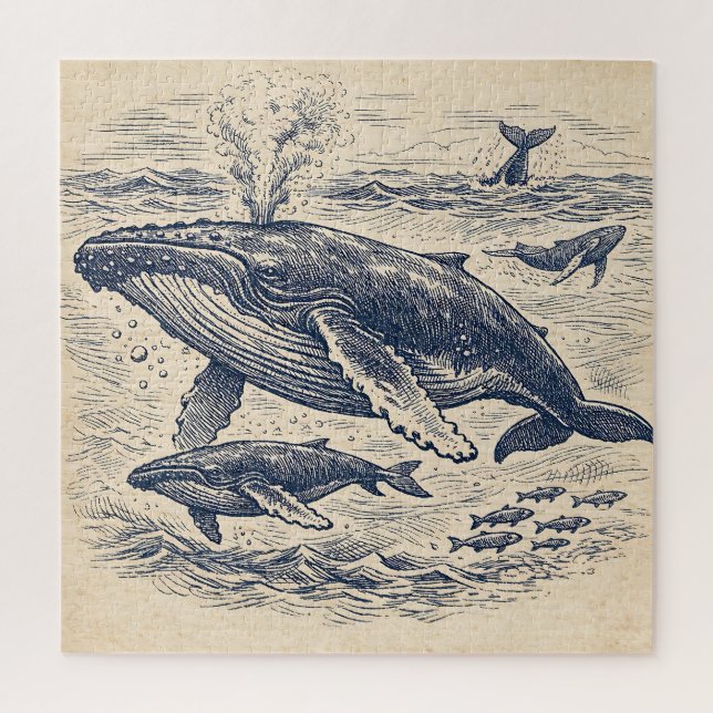 Vintage-Walbuck-Pod-Gravur Puzzle (Vertikal)