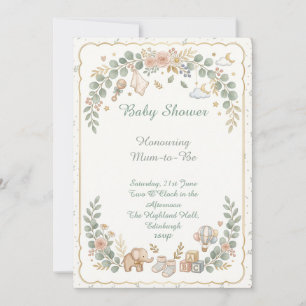 Vintage-Wald-Baby-Party Einladung