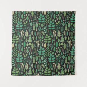 Vintage-Wald-Blumen-Nahtloses Design Wandteppich