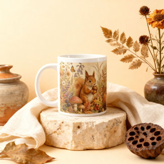 Vintage-Wald-Botanik-Eichhörnchen-Cottagecore Jumbo-Tasse