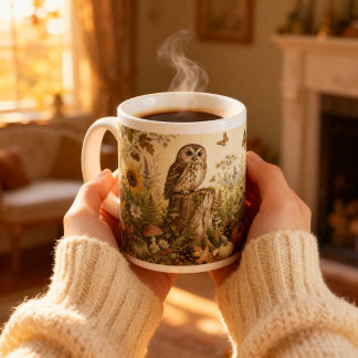 Vintage-Wald-Botanik-Eule-Cottagecore Jumbo-Tasse