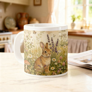 Vintage-Wald-Botanik-Kaninchen-Cottagecore Jumbo-Tasse