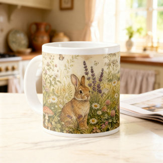 Vintage-Wald-Botanik-Kaninchen-Cottagecore Jumbo-Tasse