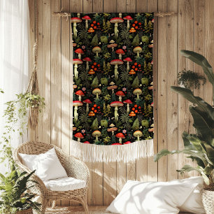 Vintage-Wald-Decke Pilze & Rustikaler Stil Fleecedecke
