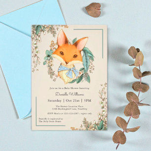 Vintage-Wald-Fuchs-Baby-Party für einen Jungen Einladung
