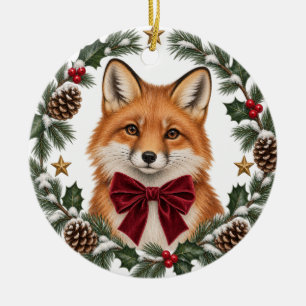 Vintage-Wald-Fuchs-Weihnachts-Keramikschmuck Keramik Ornament