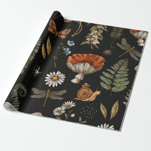 Vintage-Wald-Natur nahtloses Muster. Amanita Geschenkpapier