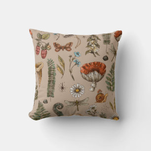 Vintage-Wald-Natur nahtloses Muster. Amanita Kissen