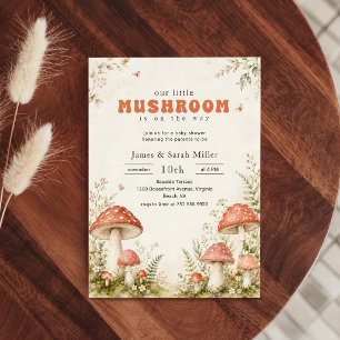 Vintage-Wald-Pilz-Baby-Party Einladung