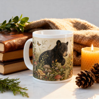 Vintage-Wald-Schwarzbär-Jungtier-Cottagecore Jumbo-Tasse