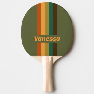 Vintage Wald Sumpf Pin gestreift mit Namen Tischtennis Schläger