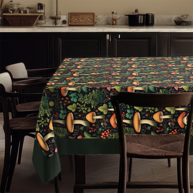 Vintage-Wald-Tischdecke mit gemütlichem Pilzdesign Tischdecke (Vintage Forest Tablecloth Cozy Mushroom Design)