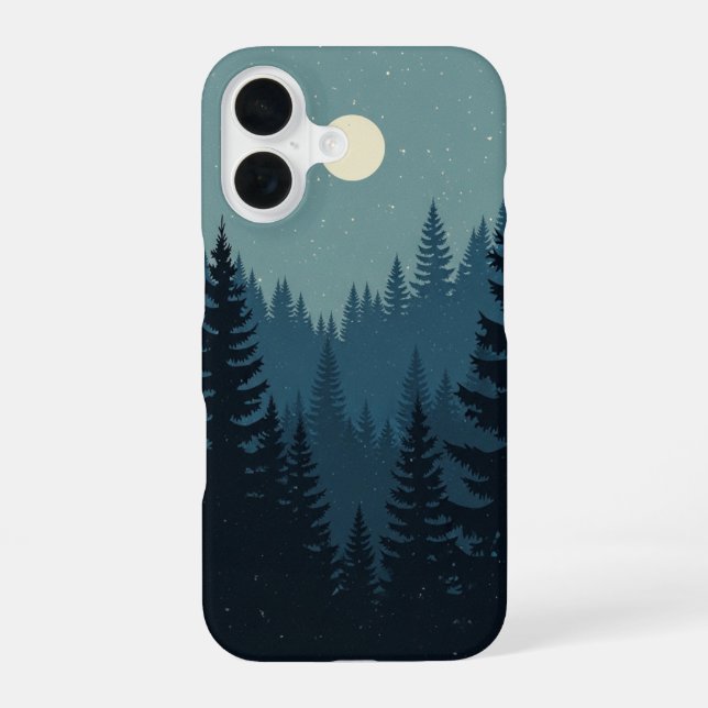Vintage Wald unter dem Mond iPhone 16 Hülle (Rückseite)