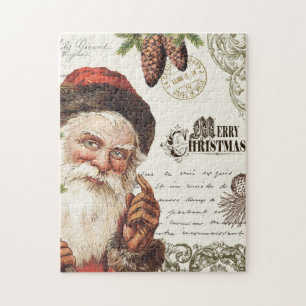 vintage Wald Weihnachtsmann Puzzle