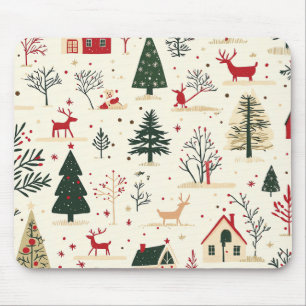 Vintage-Wald-Weihnachtsmuster Mousepad
