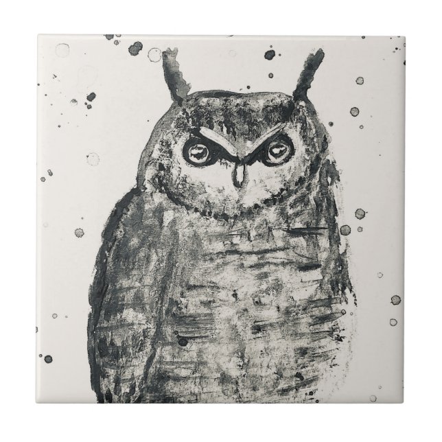 Vintage Wälder  Augvogel Aquarell Fliese (Vorderseite)