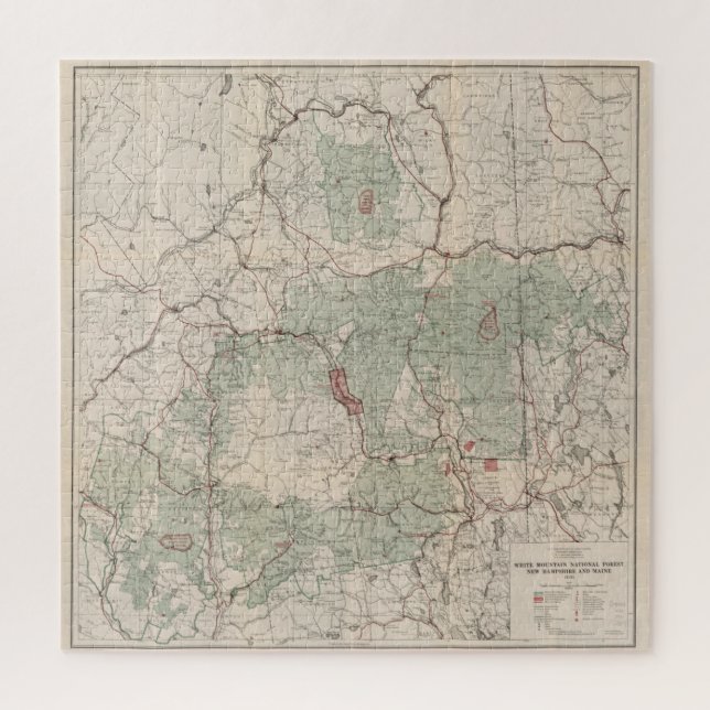 Vintage Waldkarte der Weißen Berge (1931) Puzzle (Vertikal)