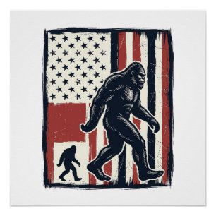 Vintage-Waldkreatur-Flagge-Vektor-Shirt-Design_1 Poster