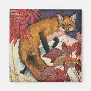 Vintage Waldkreaturen Rotfuchs Wildtier Magnet