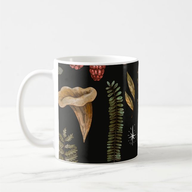 Vintage Waldlandschaft nahtlos Muster. Amanita  Kaffeetasse (Links)