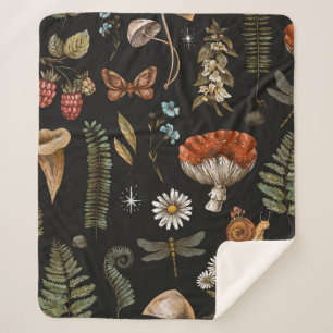 Vintage Waldlandschaft nahtlos Muster. Amanita Sherpadecke