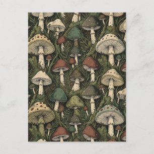 Vintage-Waldpilze Moody Cottagecore  Postkarte