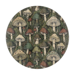 Vintage-Waldpilze Moody Cottagecore Schneidebrett