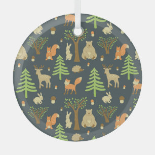 Vintage-Waldtiere, Kinder-Muster. Ornament Aus Glas