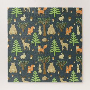 Vintage-Waldtiere, Kinder-Muster. Puzzle