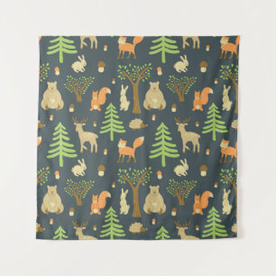 Vintage-Waldtiere, Kinder-Muster. Wandteppich