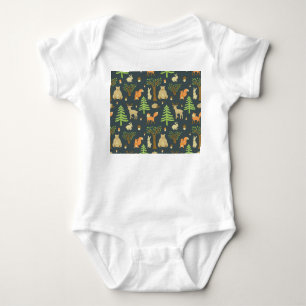 Vintage Waldtiere, Kindermuster. Baby Strampler