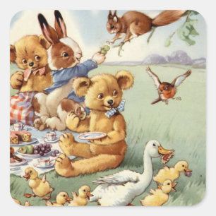 Vintage Waldtiere niedlicher Aufkleber