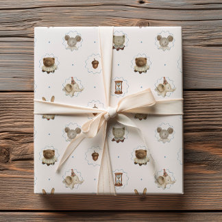 Vintage-Waldtiere-Wasserfarbenmuster Geschenkpapier