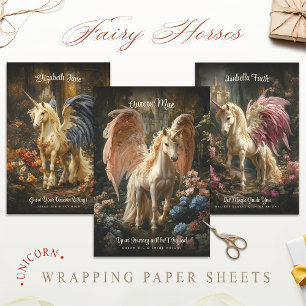 Vintage Waldunicorn Magische Messe Märchen Geschenkpapier Set