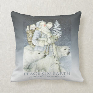 Vintage Waldwinter-Tiere Sankt Snowy Kissen
