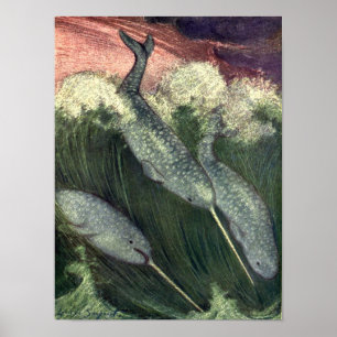 Vintage Wale, Meerestiere Poster