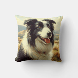 Vintage walisische Sheepdog-Malerei Kissen